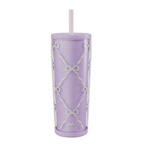 Zak Designs 25oz Sugar Plum Ballerina Bows Plastic Straw Tumbler - 1 of 4