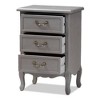 3 Drawer Capucine Finished Wood Nightstand Gray - Baxton Studio - 2 of 4