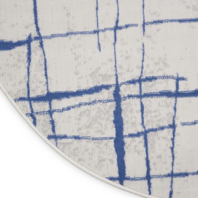 Whimsicle Blue and Ivory Abstract Round 8' Area Rug