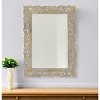 HomeRoots 35" Gray Floral Carved Solid Wood Framed Accent Mirror - 2 of 4