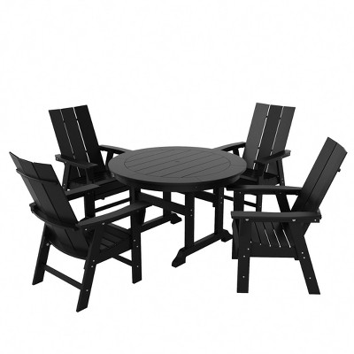WestinTrends 5 Piece Outdoor Patio Dining Round Table and Modern Armchair Set