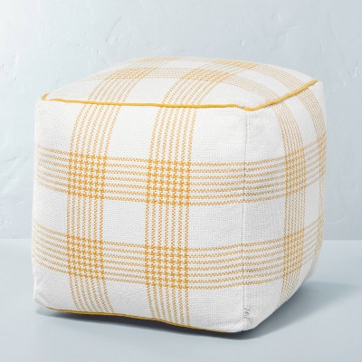 Plaid Indoor/outdoor Ottoman Pouf Gold 