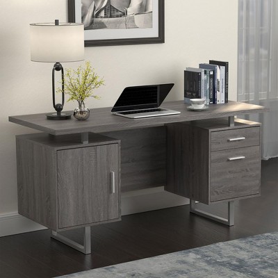Vynxaria Weathered Grey 2-drawer Floating Top Office Desk