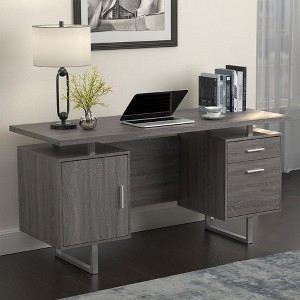 Vynxaria Weathered Grey 2-drawer Floating Top Office Desk - 1 of 4