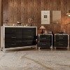 VYNXARIA Exquisite 3 Piece Black Bedroom Collection: Dresser & Twin Nightstands, Boasting Metal Handles and Subtle Mirror Accents - 3 of 4