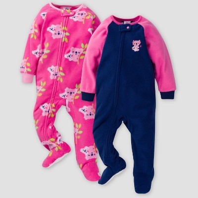 Gerber Baby Girls' Koala Blanket Sleeper Footed Pajama - Pink/Navy 9M