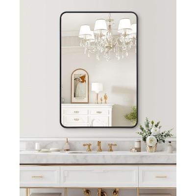 Brushed Metal Frame Round Mirror-Wall Mounted Vanity Mirror for Bathroom,Bedroom, Entryway &Living Room Modern Home Decor Essential