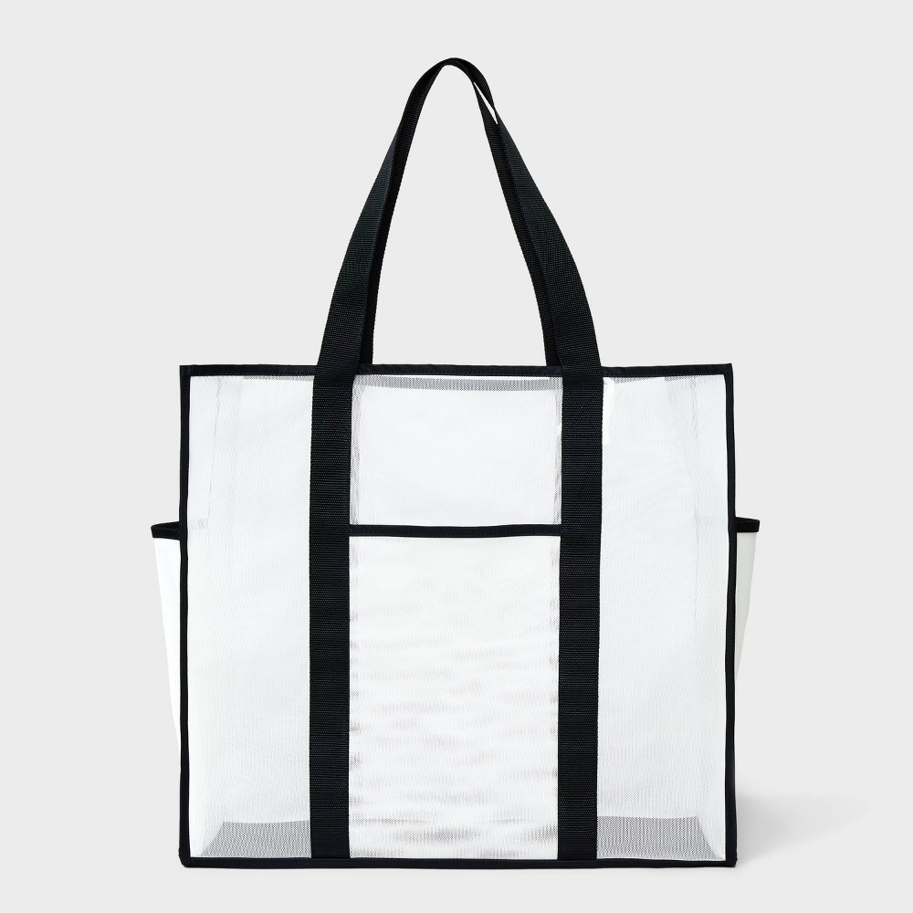 Photos - Travel Accessory Mesh Tote Handbag - Shade & Shore™ White/Black