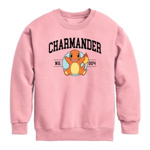 Boys' - Pokémon - Charmander Collegiate- Youth Crew Fleece Sweatshirt Graphic Long Sleeve Fleece Sweatshirt - 1 of 4