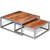 vidaXL Coffee Table Set of 2 Brown Solid acacia wood, steel Medium - 3 of 4