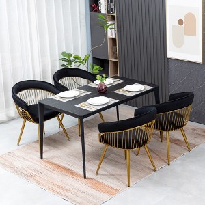 DYHOME Modern Mid Century Dining Chair, Upholstered Velvet Dining Room Chairs with Metal Legs for Makeup/Living Room (Set of 4) - 1 of 4