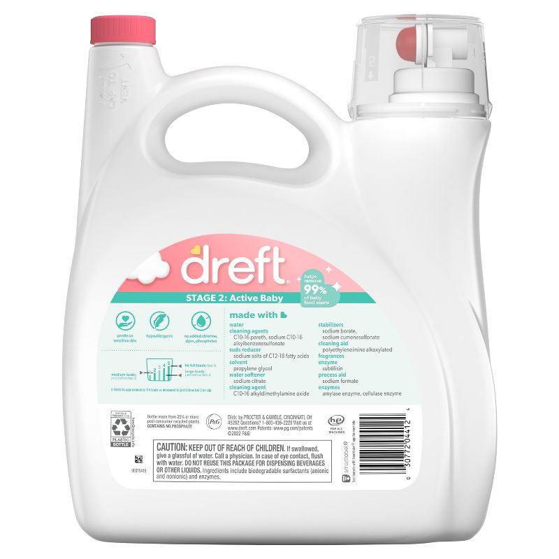 Dreft Active Baby Liquid Laundry Detergent HE Compatible , 4 of 13