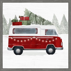 Amanti Art 22"x22" Yuletide Camper IV by Victoria Barnes Framed Canvas Wall Art - 1 of 4