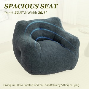 MOONMISS Teddy Fabric Bean Bag Sofa Chair with Armrests Stuffed High-Density Foam in Living Room,Bedroom Reading - 1 of 4