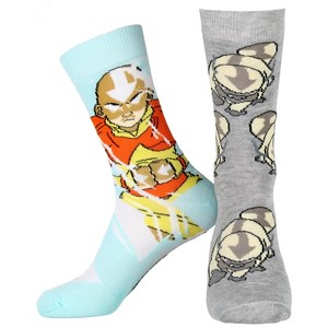 Avatar The Last Airbender Aang and Appa Character Adult Crew Socks 2 Pair - 1 of 3