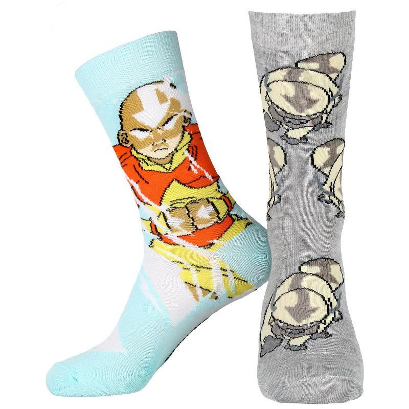 Avatar The Last Airbender Aang and Appa Character Adult Crew Socks 2 Pair Multicoloured, 1 of 4