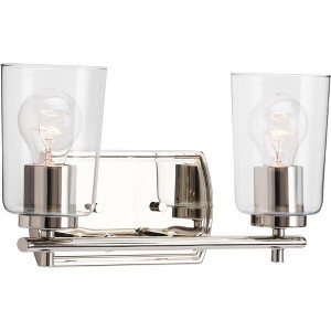Progress Lighting Adley 2-Light Bath Vanity in Polished Nickel with Clear Glass Shades - 1 of 4