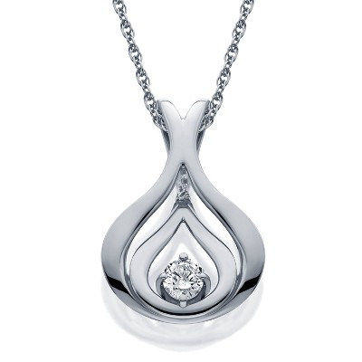 Pompeii3 1/5ct Diamond Solitaire Pendant & Chain White Gold 5/8" Tall