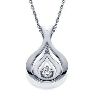 Pompeii3 Round Cut Diamond Solitaire Pendant & Chain White Gold 5/8" Tall - 1 of 2