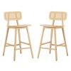 Set of 2 Wood Counter Stools with Rubberwood Frame and Curved Seat, Rattan Back Modern Counter Stools for Kitchen Island or Home Bar-Koiai - 4 of 4