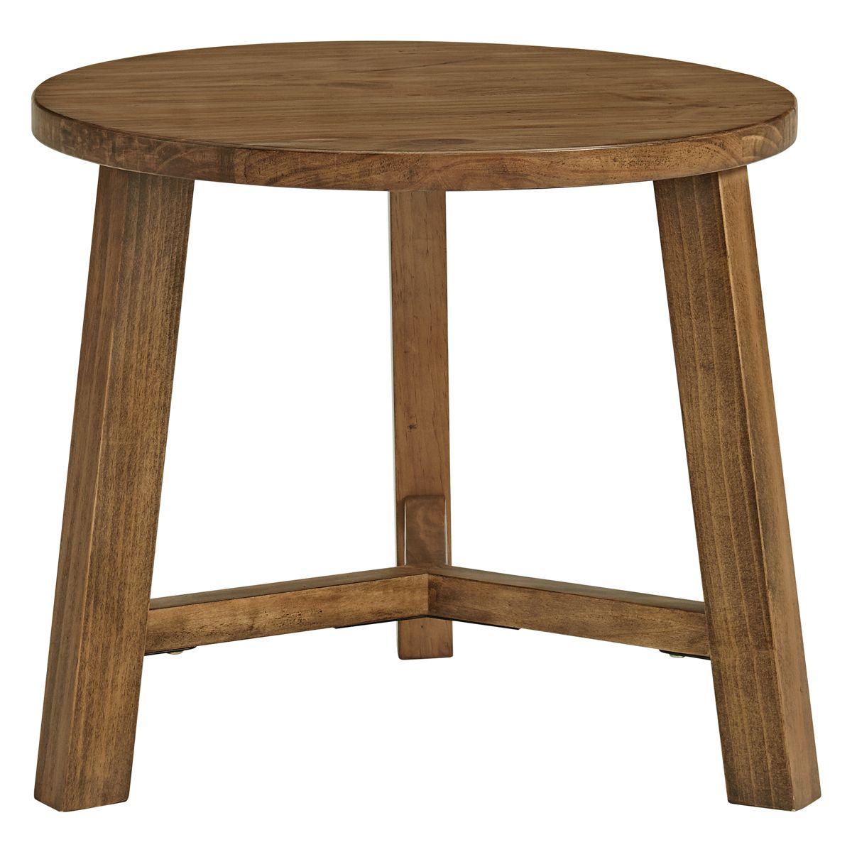 Alaterre Furniture Newbury Collection 20-Inch Round End Table or Nightstand, Solid Wood Farmhouse Accent Table, Pecan Finish - thumbnail 7