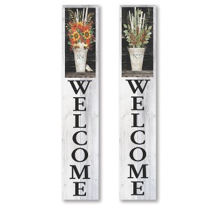Courtside Market Autumn Arrangement & Holiday greens I 7x40 Double-Sided Porch Sign - 1 of 3