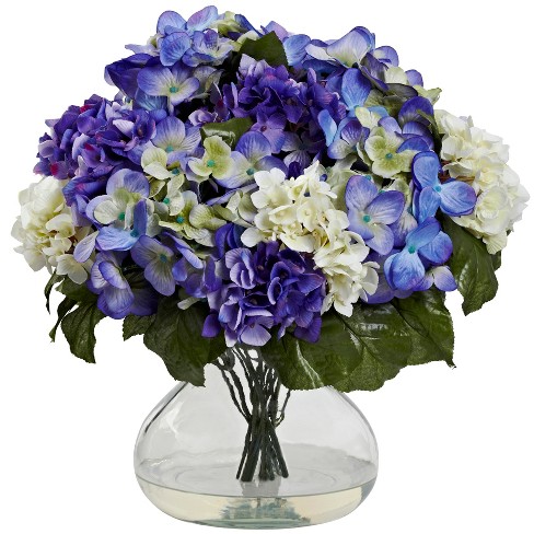 Nearly Natural Hydrangea with Large Vase, Blue/Purple - image 1 of 3