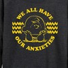 Women's - Peanuts - We All Have Our Anxieties Lightweight French Terry Wide Neck Long Sleeve Shirt - 2 of 4