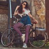 Skeleteen Black and Purple Tights - Striped Nylon Stretch Pantyhose Stocking Accessories for Every Day Attire and Costumes - 2 of 4