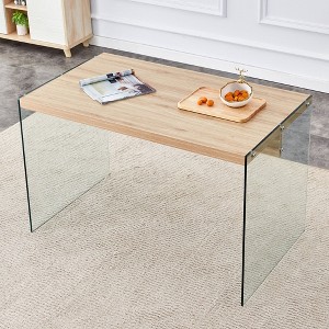 NicBex 47.2" Modern Rectangular Dining Table with Clear Tempered Glass Legs for Kitchen - 1 of 4