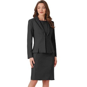 INSPIRE CHIC Women's Business Casual Sleeveless Dress and Long Sleeve Blazer Dress 2-Piece Suit Sets - 1 of 4
