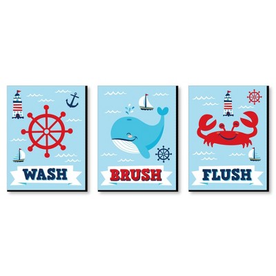 Big Dot Of Happiness Bam Superhero - Kids Bathroom Rules Wall Art - 7.5 X  10 Inches - Set Of 3 Signs - Wash, Brush, Flush : Target
