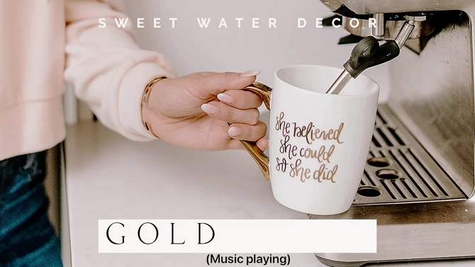 Sweet Water Decor Pink Eyelashes Gold Handle Coffee Mug - 16oz, 2 of 8, play video