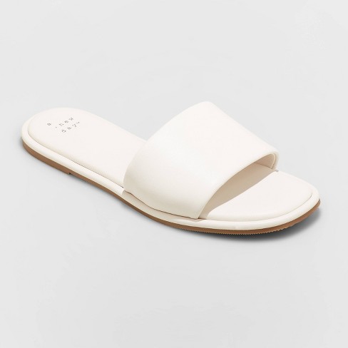 Women's Lulu Slide Sandals - A New Day™ Cream 12 : Target