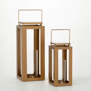 Sullivans 24.25" & 18" Modern Metal Gold Lantern Set of 2 - 1 of 3