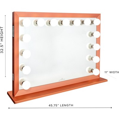 Silver Rectangular Lighted Magnifying Vanity Mirror with LED Bulbs
