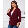 Plus Size Casual Blazer for Women Long Sleeve Lapel Open Front Bussiness Cardigan Suit Jackets Blazer with Pockets - 3 of 4