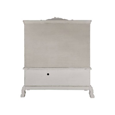 Bone White Lighted China Cabinet with Glass Shelves