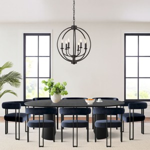 9 Piece Dining Set,83" Extendable Wood Dining Table with 8 Upholstered Velvet Dining Room Chairs,Farmhause,Indoor Furniture-Maison Boucle - 1 of 4