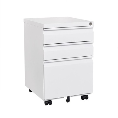 SKONYON 3-Drawer Mobile File Cabinet Lockable Metal Storage for Files
