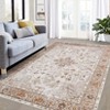 Area Rug, Vintage Distressed Flower Rug, Non Slip Floor Carpet, Soft Low Pile Thin Rug, Accent Rug for Kitchen, Bedroom, Living Room - 2 of 4