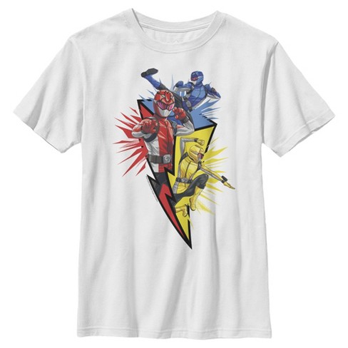 Power Rangers Boy's Beast Morphers Lightning Bolt T-Shirt White