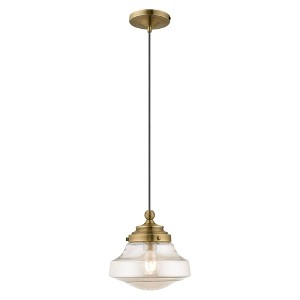 Livex Lighting Art Glass 1 - Light Pendant in  Antique Brass - 1 of 2