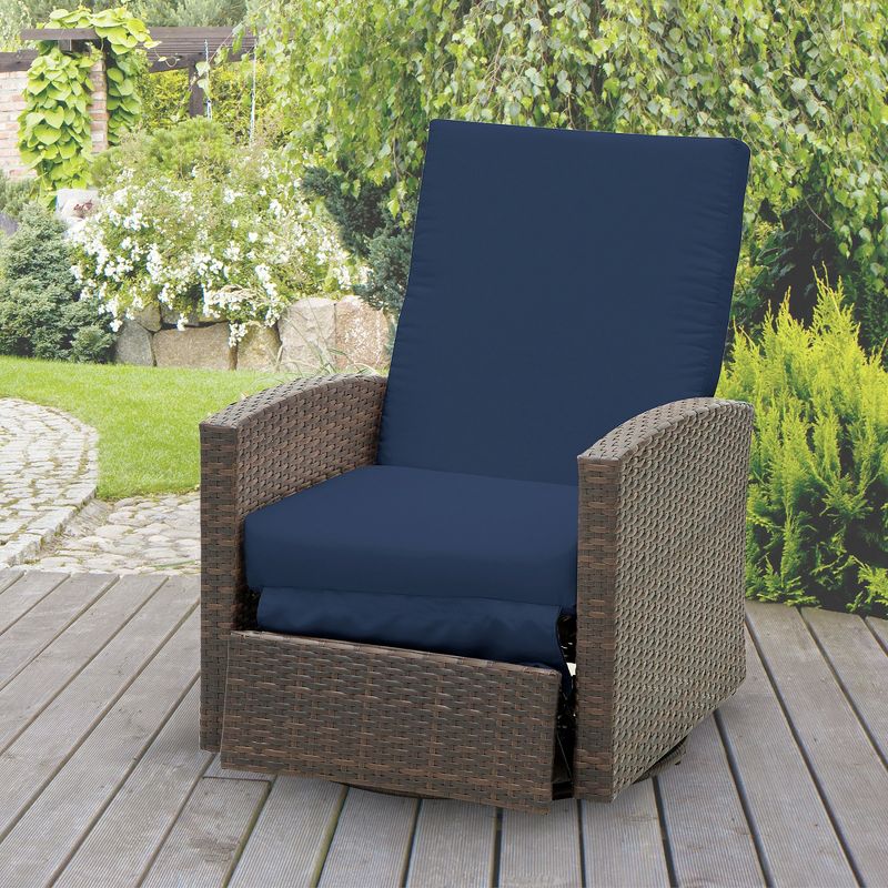 Outsunny Patio PE Rattan Wicker Recliner Chair with 360° Swivel, Soft Cushion, Lounge Chair for Patio, Garden, Backyard, 3 of 11