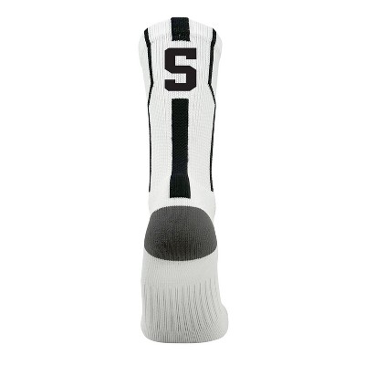 Mk Socks Player ID Jersey Number SINGLE Crew Sock - White, Black