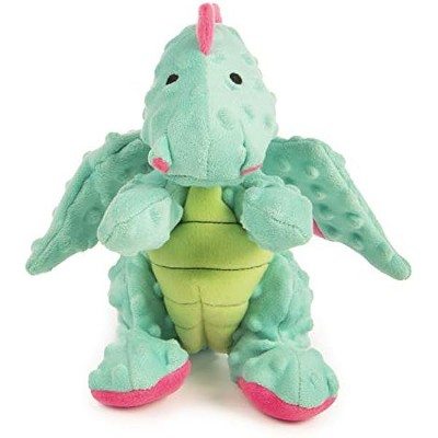 goDog Bubble Plush Dragons Squeaky Dog Toy, Chew Guard Technology - Seafoam, Large