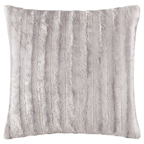 Oversized Faux Fur Square Throw Pillow Gray - Room Essentials™ : Target