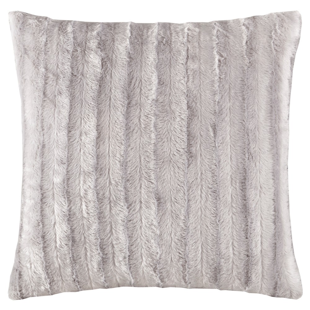 Photos - Pillow 20"x20" Oversize York Faux Fur Square Throw  Gray