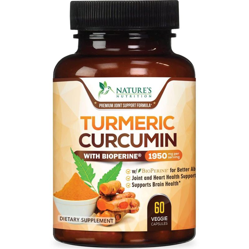 Nature's Nutrition Turmeric Curcumin with BioPerine 95% Standardized Curcuminoids 1950mg, 1 of 10