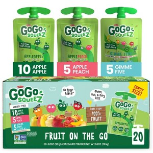 GoGo squeeZ Applesauce, Variety Apple/Peach/GIMME 5 - 3.2oz/20ct - 1 of 4